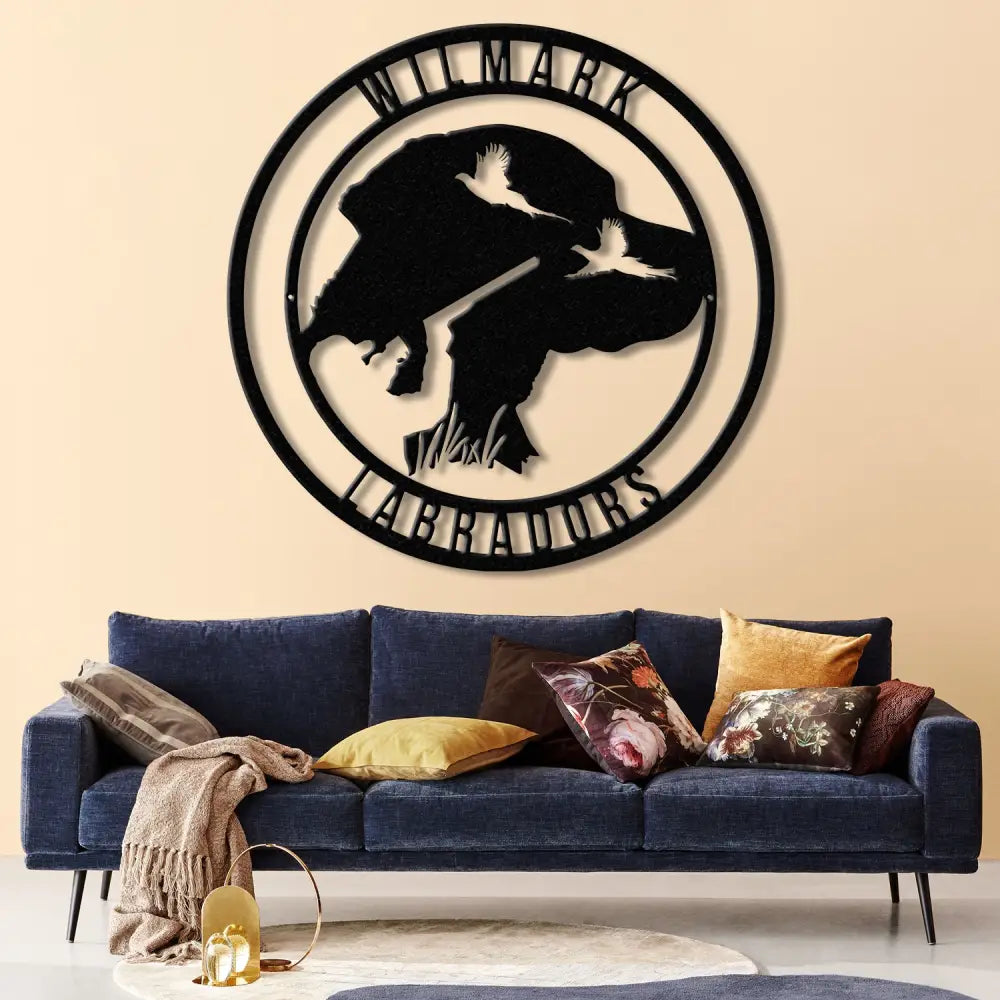 Custom Black Lab Dog Hunting Metal Wall Art LED Light Personalized Labrador Hunter Name Sign Home Decor Duck Cabin