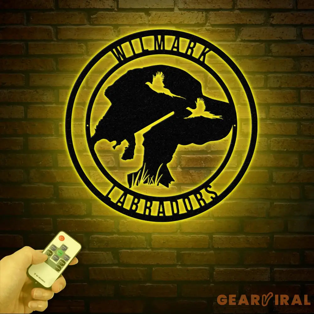 Custom Black Lab Dog Hunting Metal Wall Art LED Light Personalized Labrador Hunter Name Sign Home Decor Duck Cabin