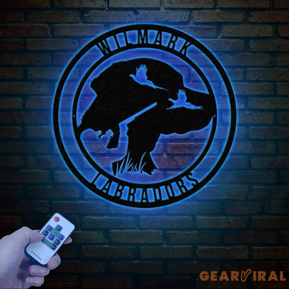 Custom Black Lab Dog Hunting Metal Wall Art LED Light Personalized Labrador Hunter Name Sign Home Decor Duck Cabin