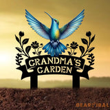 Custom Blue Hummingbird Garden Sign Personalized Name Garden Stake Metal Garden Sign Gardener Name Sign Gardener Gift