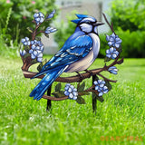 Custom Blue Jay Bird Garden Sign Personalized Metal Garden Decor Metal Bird Stake Blue Jay Bird Stake Gift For Gardener