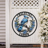 Custom Blue Jay Bird Garden Sign Personalized Metal Garden Decor Metal Bird Sign Blue Jay Bird Wall Art Gift For