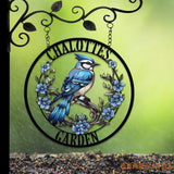 Custom Blue Jay Bird Garden Sign Personalized Metal Garden Decor Metal Bird Sign Blue Jay Bird Wall Art Gift For