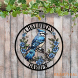 Custom Blue Jay Bird Garden Sign Personalized Metal Garden Decor Metal Bird Sign Blue Jay Bird Wall Art Gift For