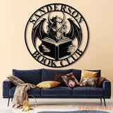 Custom Book Dragon Metal Sign with Led Lights Personalized Bookish Dragon Wall Art Book Lover Gifts Reading Gifts