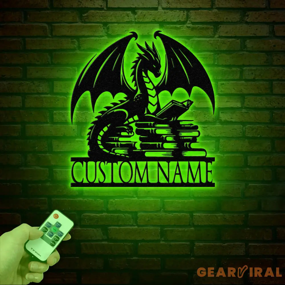 Custom Book Dragon Metal Sign with Led Lights Personalized Bookish Dragon Wall Art Book Lover Gifts Reading Gifts