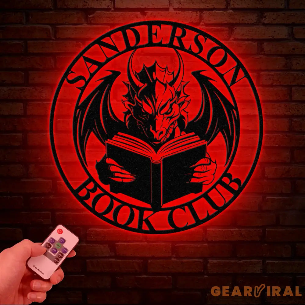 Custom Book Dragon Metal Sign with Led Lights Personalized Bookish Dragon Wall Art Book Lover Gifts Reading Gifts