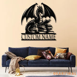 Custom Book Dragon Metal Sign with Led Lights Personalized Bookish Dragon Wall Art Book Lover Gifts Reading Gifts
