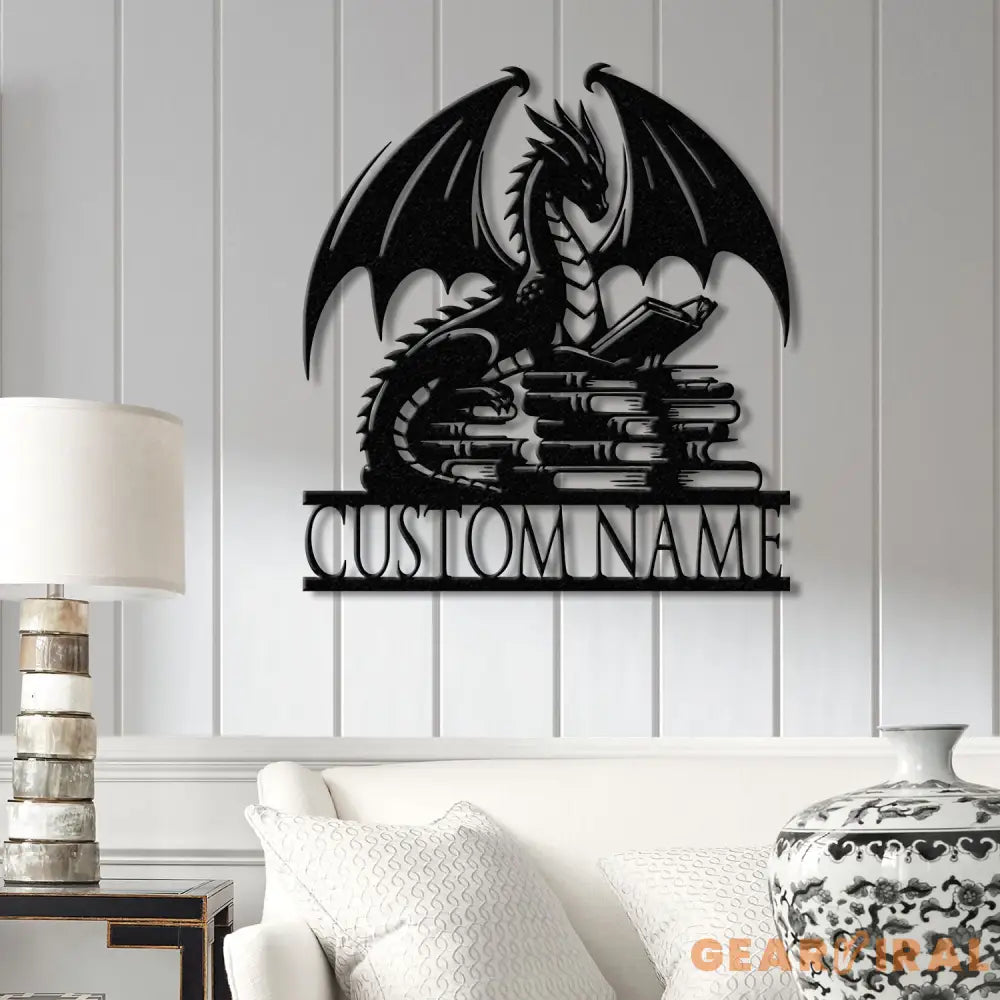 Custom Book Dragon Metal Sign with Led Lights Personalized Bookish Dragon Wall Art Book Lover Gifts Reading Gifts