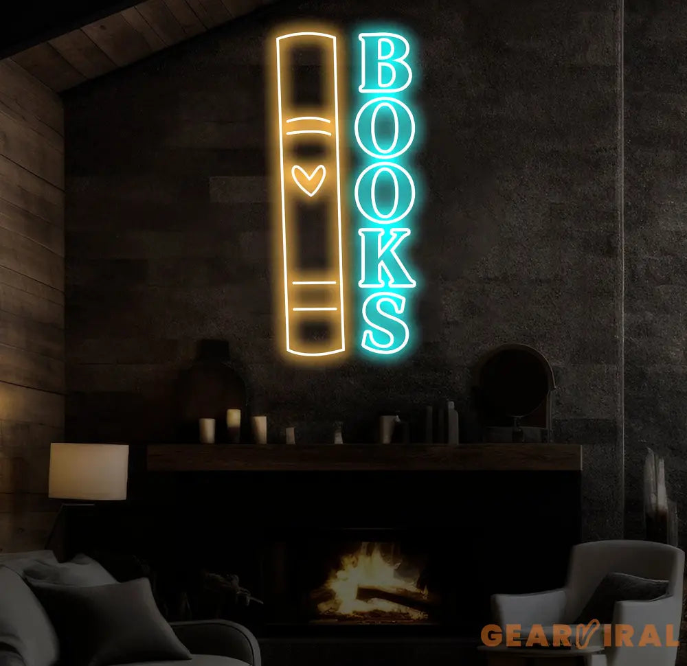 Custom Book Neon Sign - LED Wall Art for Book Lovers - Perfect Decor for Libraries Study Rooms or Reading Corners