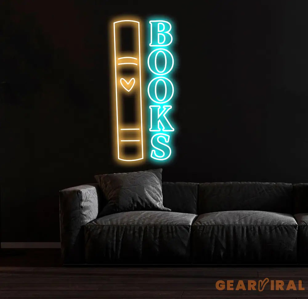 Custom Book Neon Sign - LED Wall Art for Book Lovers - Perfect Decor for Libraries Study Rooms or Reading Corners