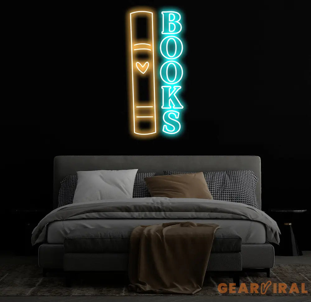 Custom Book Neon Sign - LED Wall Art for Book Lovers - Perfect Decor for Libraries Study Rooms or Reading Corners