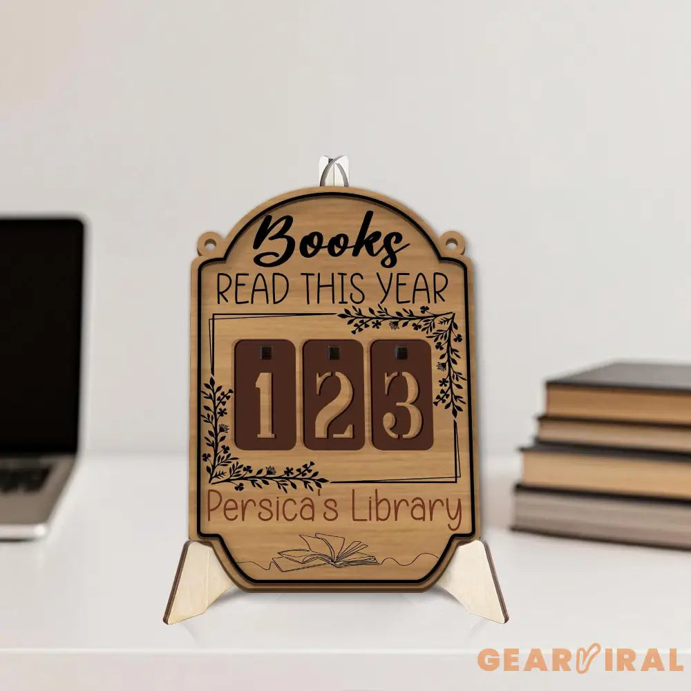 Custom Book Tracker Sign, Personalized Reading Goal Counter, Wooden Library Decor, Book Lover Gift, Reading Progress Display