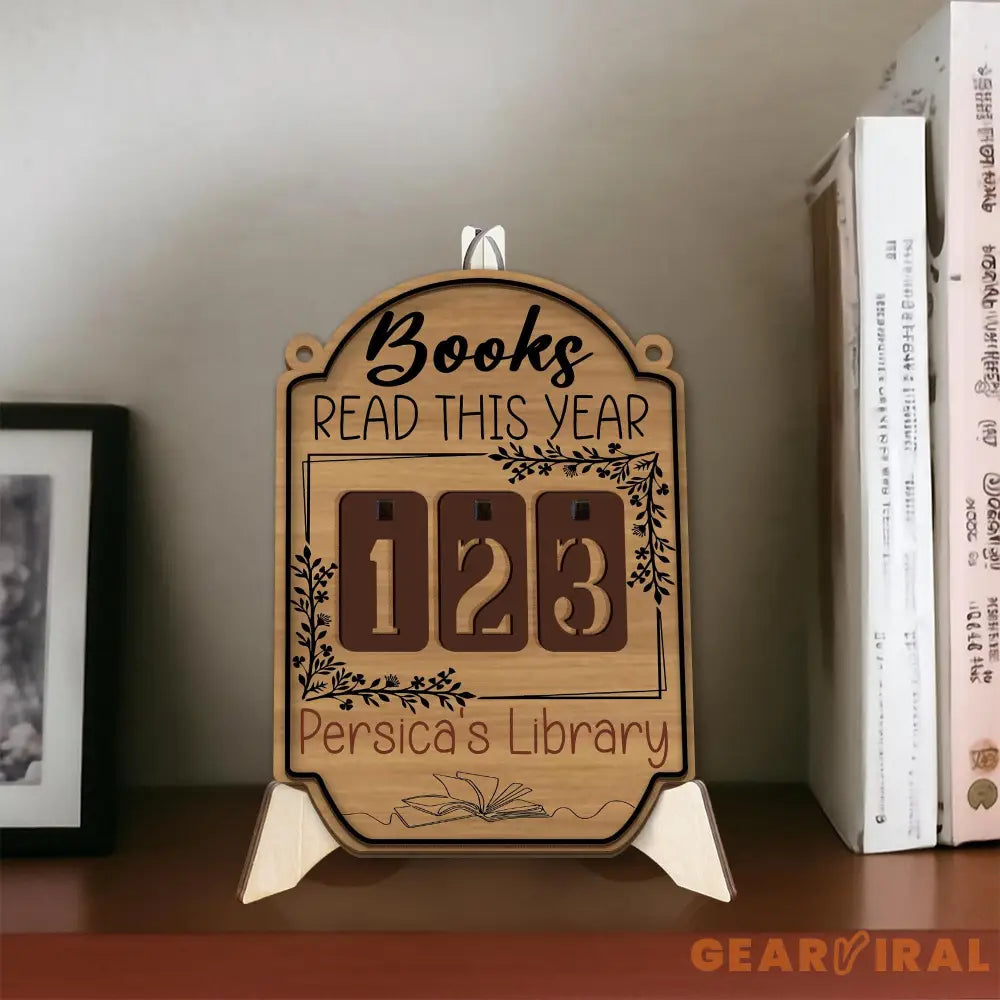 Custom Book Tracker Sign, Personalized Reading Goal Counter, Wooden Library Decor, Book Lover Gift, Reading Progress Display