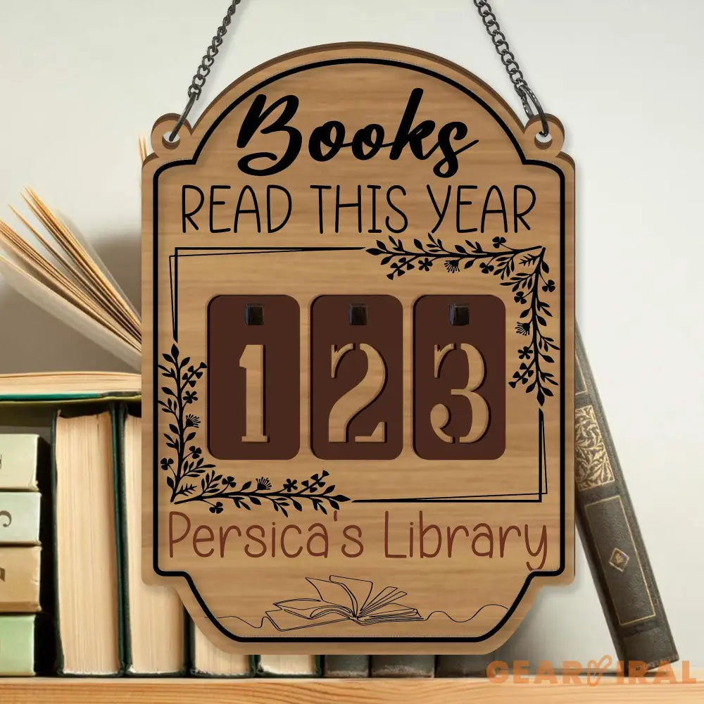 Custom Book Tracker Sign, Personalized Reading Goal Counter, Wooden Library Decor, Book Lover Gift, Reading Progress Display
