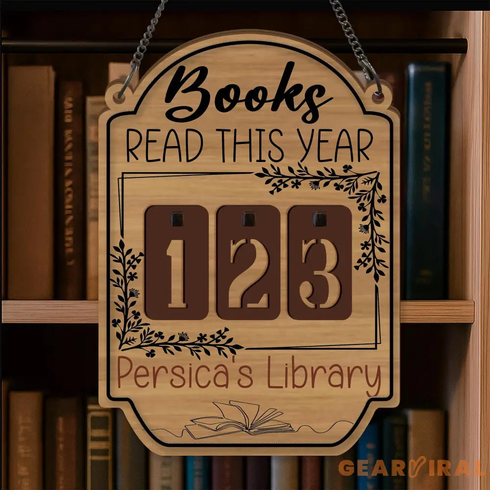 Custom Book Tracker Sign, Personalized Reading Goal Counter, Wooden Library Decor, Book Lover Gift, Reading Progress Display