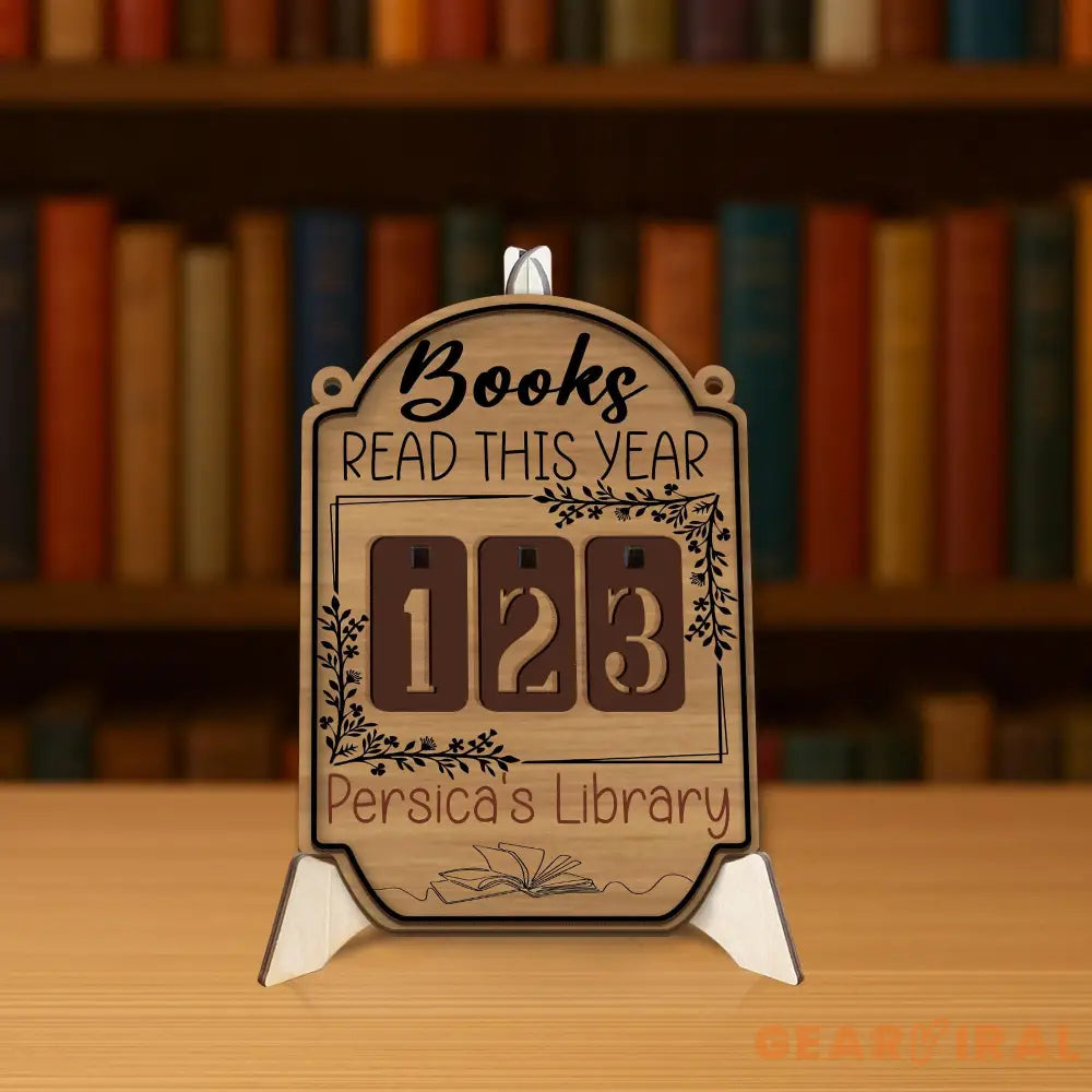 Custom Book Tracker Sign, Personalized Reading Goal Counter, Wooden Library Decor, Book Lover Gift, Reading Progress Display