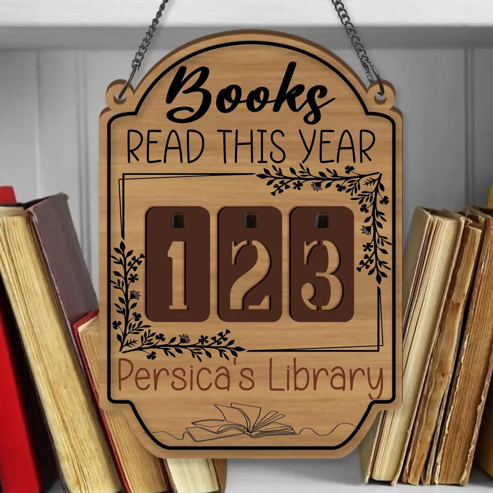 Custom Book Tracker Sign, Personalized Reading Goal Counter, Wooden Library Decor, Book Lover Gift, Reading Progress Display