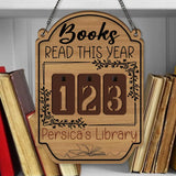 Custom Book Tracker Sign, Personalized Reading Goal Counter, Wooden Library Decor, Book Lover Gift, Reading Progress Display
