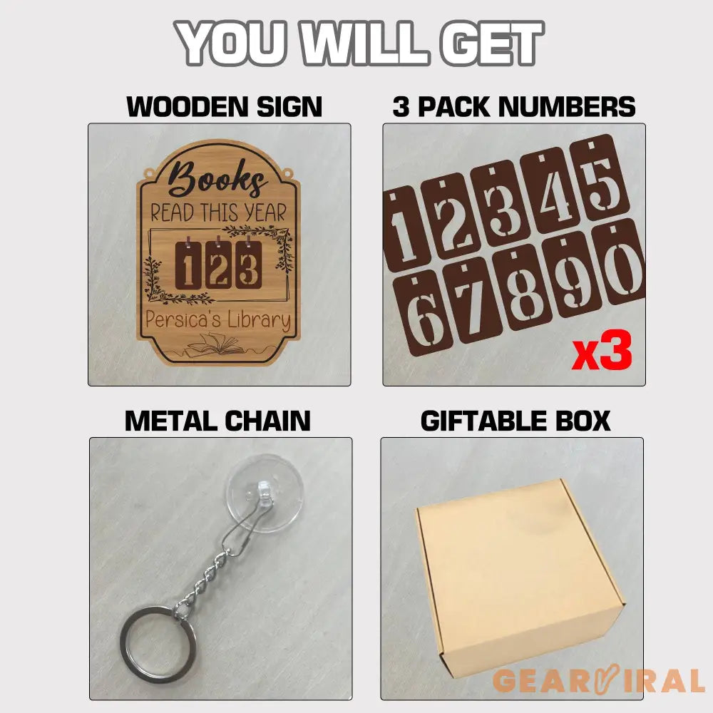 Custom Book Tracker Sign, Personalized Reading Goal Counter, Wooden Library Decor, Book Lover Gift, Reading Progress Display