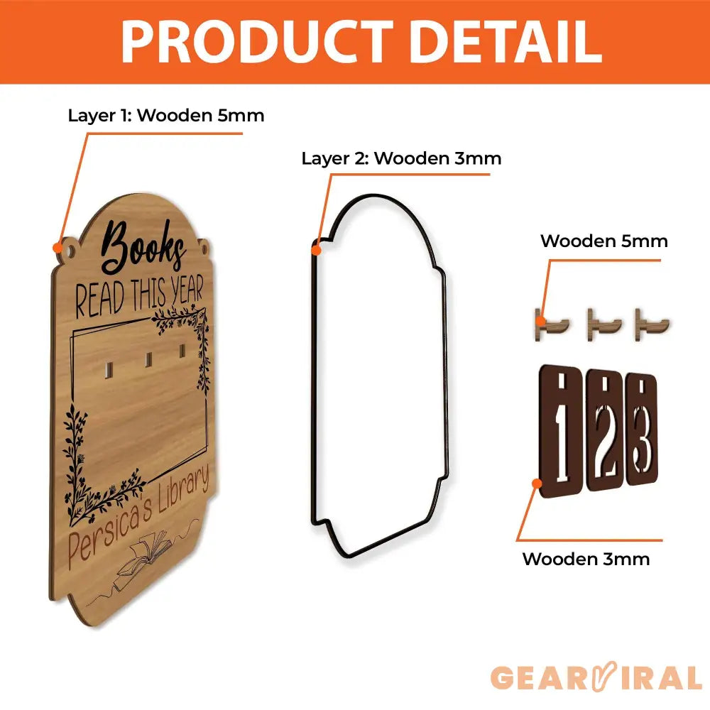 Custom Book Tracker Sign, Personalized Reading Goal Counter, Wooden Library Decor, Book Lover Gift, Reading Progress Display