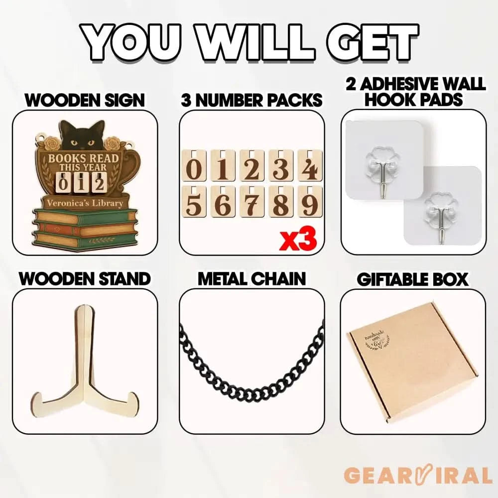 Custom Books Read Tracker,Books Read This Year Counter,Black Cat Bookshelf Decor,Reader Gift,Book Lover,Bookish Gift,Book End,Library Sign