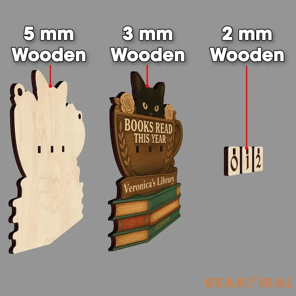 Custom Books Read Tracker,Books Read This Year Counter,Black Cat Bookshelf Decor,Reader Gift,Book Lover,Bookish Gift,Book End,Library Sign