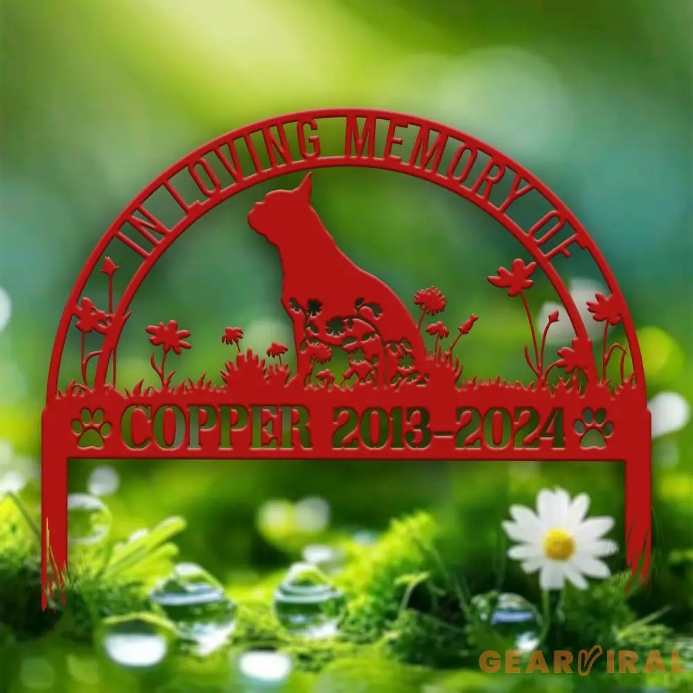Custom Boston Terrier Memorial Metal Stake - Personalized Pet Grave Marker Remembrance Sign Sympathy Gift Boston