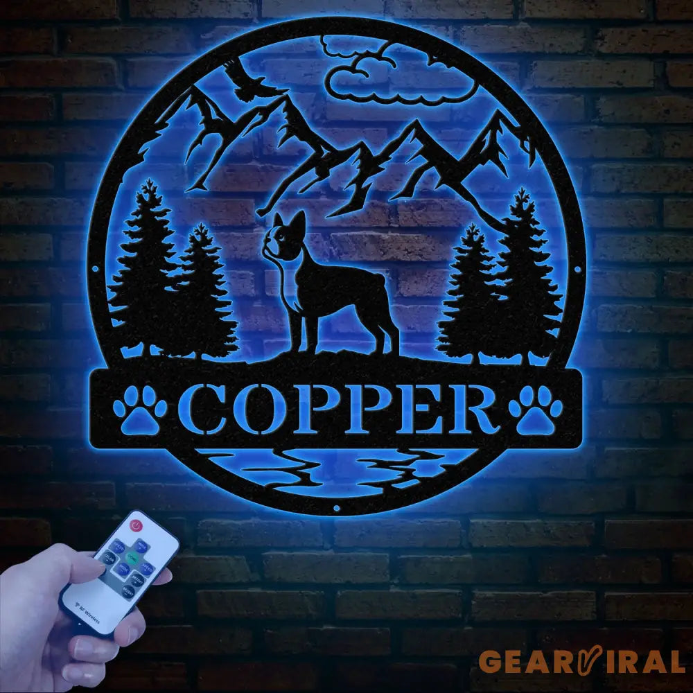 Custom Boston Terrier Terrier Metal Sign Dog Name Sign Boston Terrier Wall Decor Dog Lovers Wall Art Pet Lover Gift Dog