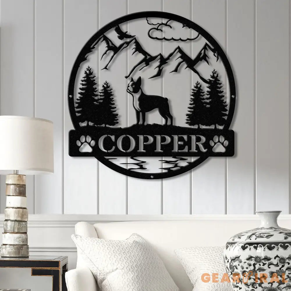 Custom Boston Terrier Terrier Metal Sign Dog Name Sign Boston Terrier Wall Decor Dog Lovers Wall Art Pet Lover Gift Dog