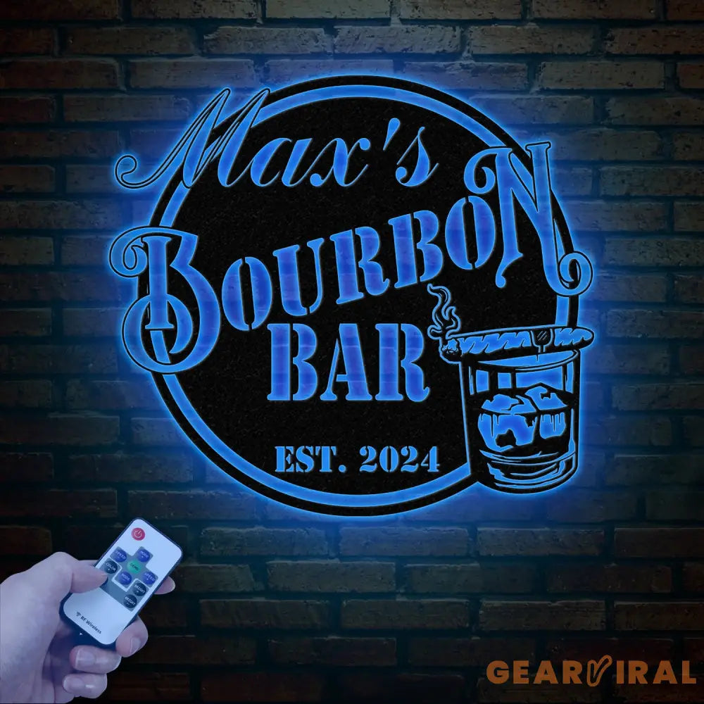 Custom Bourbon Cigar Metal Wall Art with LED Light Personalized Whiskey Smoke Sign for Home Bar Pub Man Cave Cocktail
