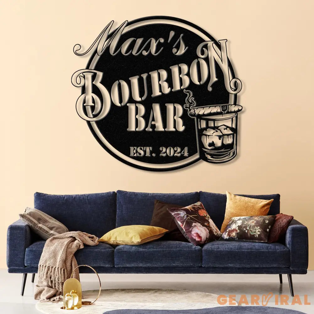 Custom Bourbon Cigar Metal Wall Art with LED Light Personalized Whiskey Smoke Sign for Home Bar Pub Man Cave Cocktail