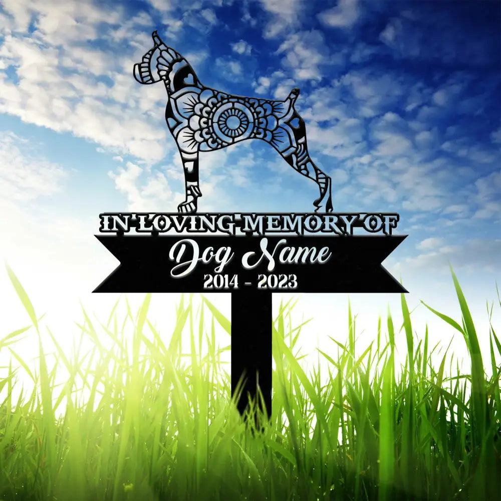 Custom Boxers Dog Stake Mandala Yard Art Dog Garden Sign Pet Grave Marker Boxers Lover Gift Sympathy Sign Pet Loss