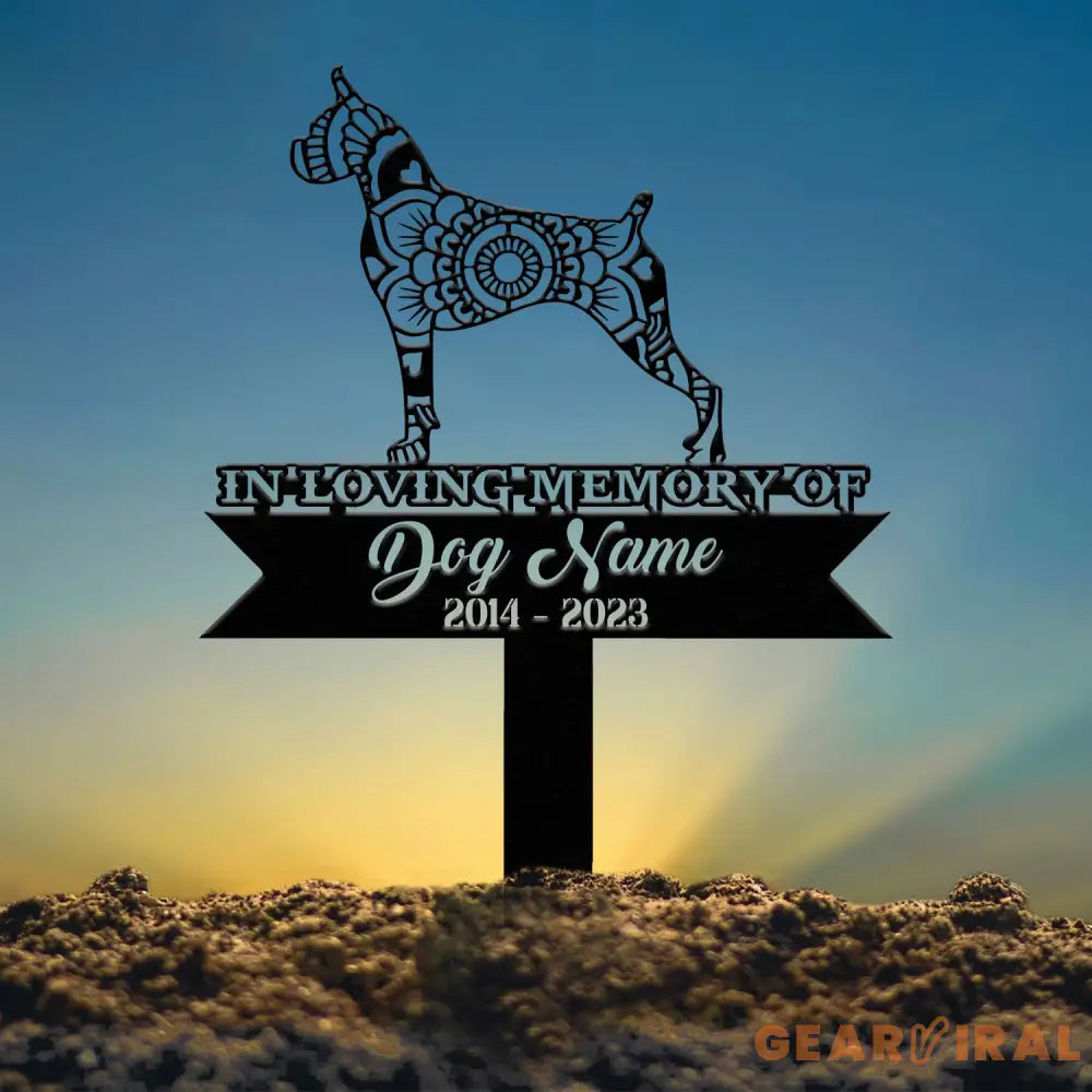 Custom Boxers Dog Stake Mandala Yard Art Dog Garden Sign Pet Grave Marker Boxers Lover Gift Sympathy Sign Pet Loss
