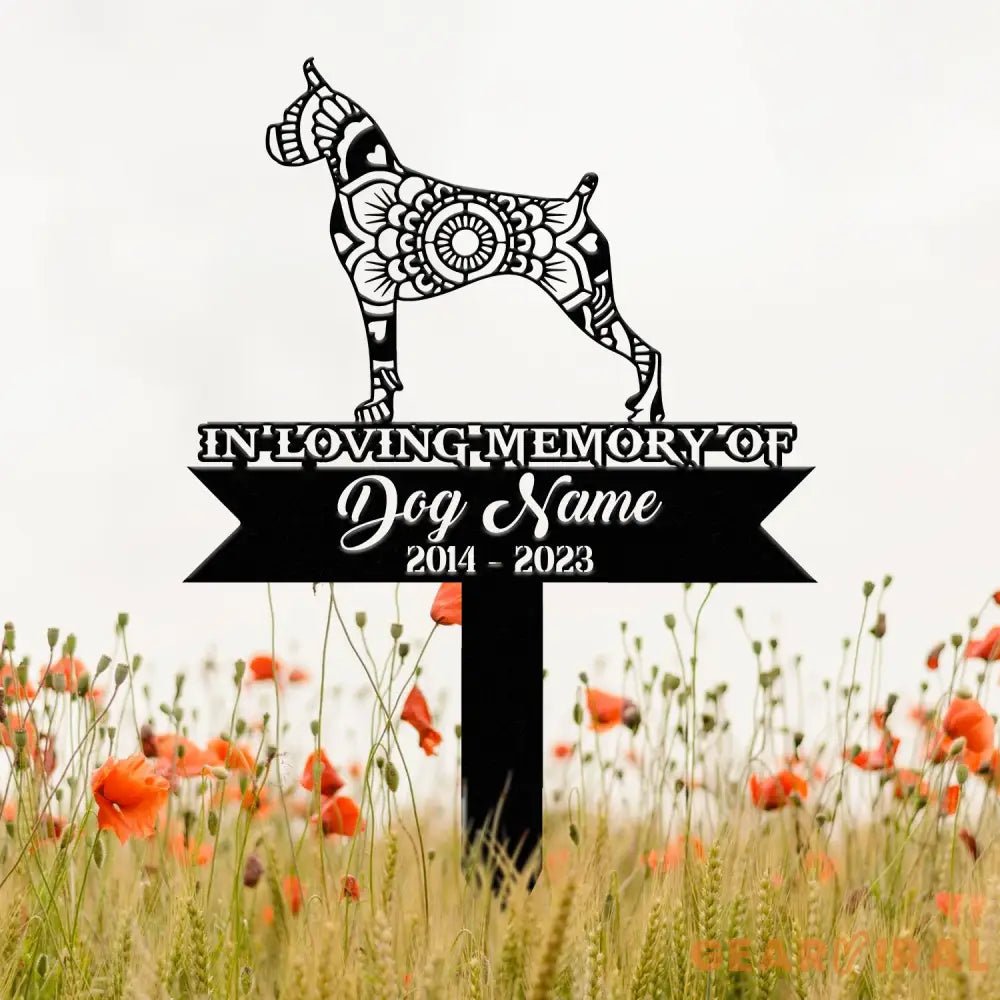Custom Boxers Dog Stake Mandala Yard Art Dog Garden Sign Pet Grave Marker Boxers Lover Gift Sympathy Sign Pet Loss