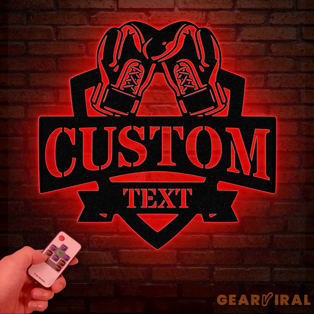 Custom Boxing Gloves Metal Wall Art with LED Light Personalized Boxer Name Sign Gym Room Decor Man Cave Gift Christmas