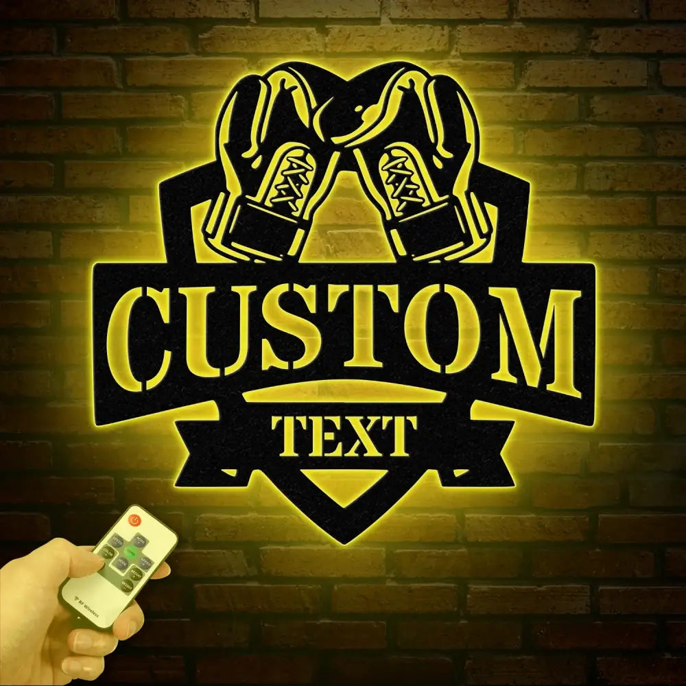 Custom Boxing Gloves Metal Wall Art with LED Light Personalized Boxer Name Sign Gym Room Decor Man Cave Gift Christmas