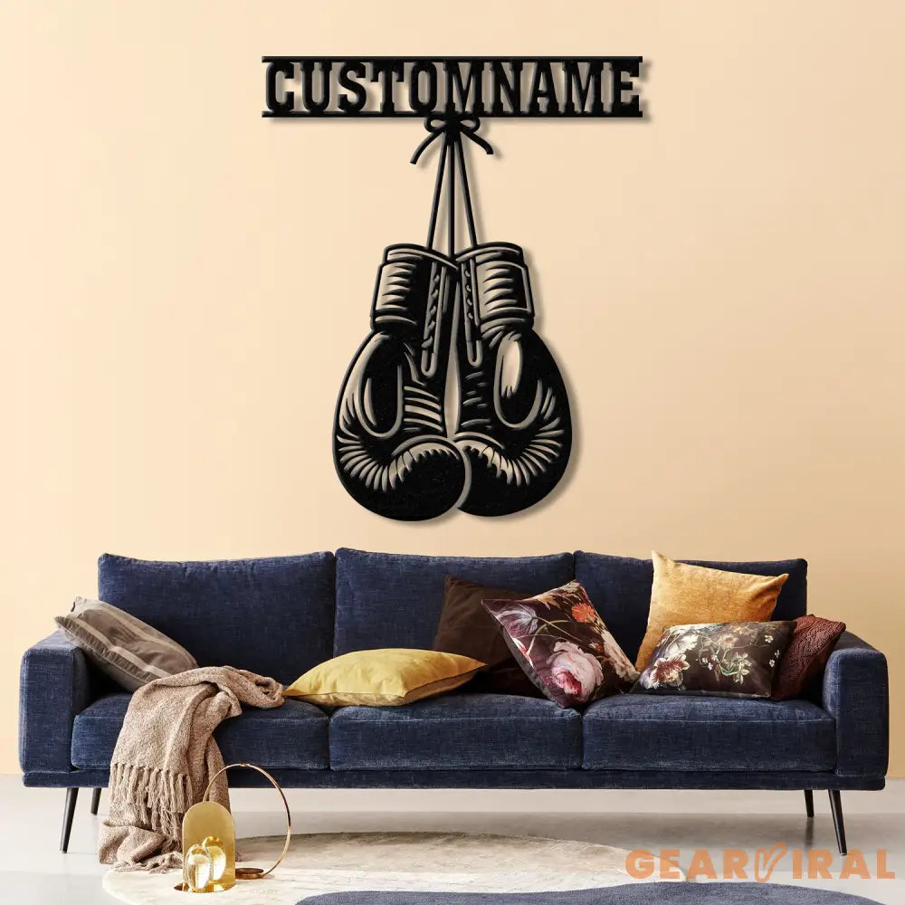 Custom Boxing Gloves Metal Wall Art with LED Light Personalized Boxer Name Sign Gym Room Decor Man Cave Gift Christmas