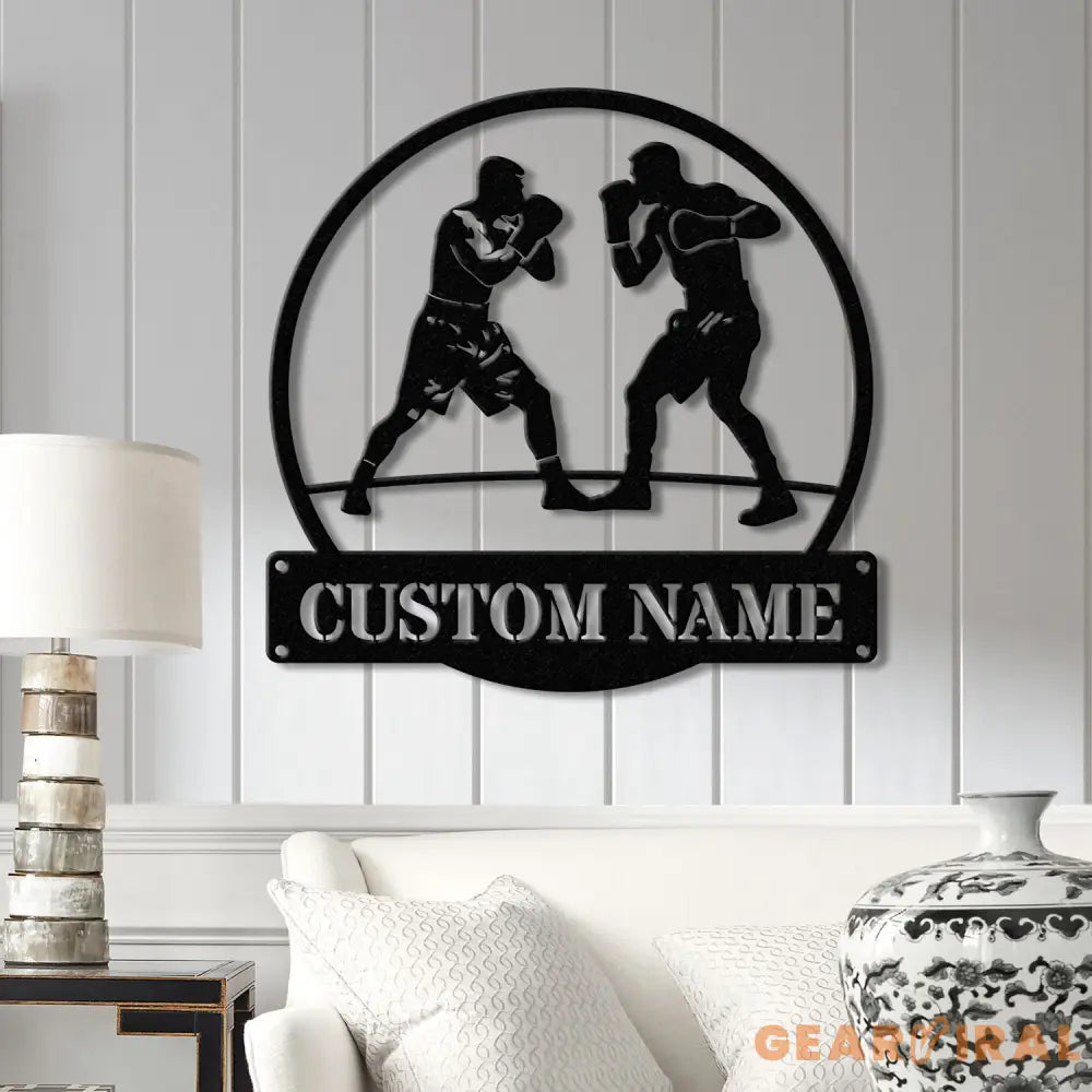 Custom Boxing Gloves Metal Wall Art with LED Light Personalized Boxer Name Sign Gym Room Decor Man Cave Gift Christmas