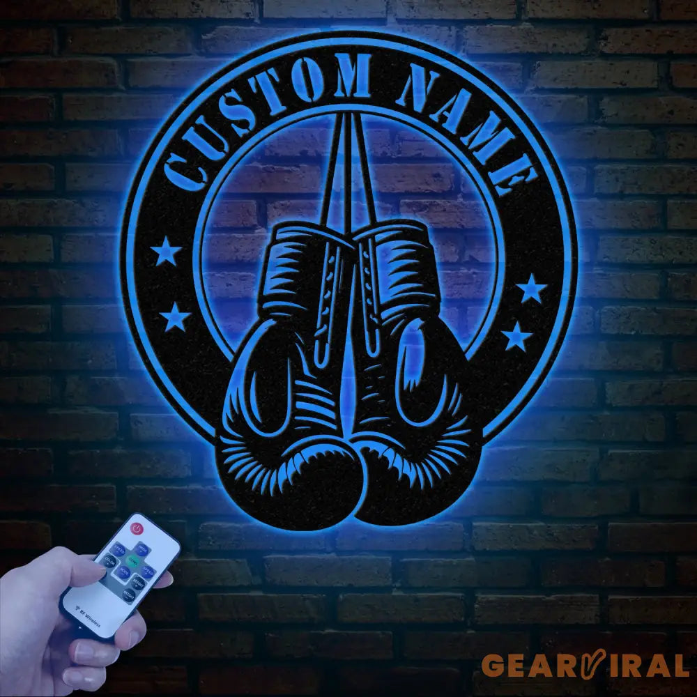 Custom Boxing Gloves Metal Wall Art with LED Light Personalized Boxer Name Sign Gym Room Decor Man Cave Gift Christmas