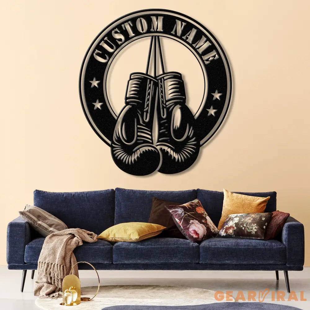 Custom Boxing Gloves Metal Wall Art with LED Light Personalized Boxer Name Sign Gym Room Decor Man Cave Gift Christmas