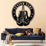 Custom Boxing Gloves Metal Wall Art with LED Light Personalized Boxer Name Sign Gym Room Decor Man Cave Gift Christmas