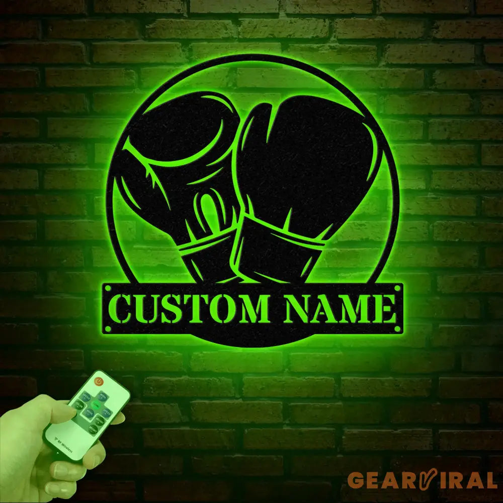 Custom Boxing Gloves Metal Wall Art with LED Light Personalized Boxer Name Sign Gym Room Decor Man Cave Gift Christmas