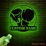 Custom Boxing Gloves Metal Wall Art with LED Light Personalized Boxer Name Sign Gym Room Decor Man Cave Gift Christmas