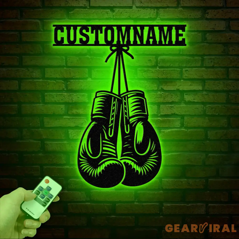 Custom Boxing Gloves Metal Wall Art with LED Light Personalized Boxer Name Sign Gym Room Decor Man Cave Gift Christmas