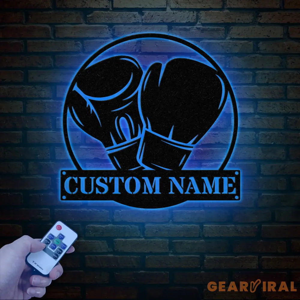 Custom Boxing Gloves Metal Wall Art with LED Light Personalized Boxer Name Sign Gym Room Decor Man Cave Gift Christmas