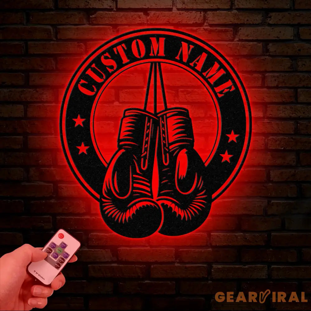 Custom Boxing Gloves Metal Wall Art with LED Light Personalized Boxer Name Sign Gym Room Decor Man Cave Gift Christmas