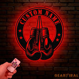 Custom Boxing Gloves Metal Wall Art with LED Light Personalized Boxer Name Sign Gym Room Decor Man Cave Gift Christmas