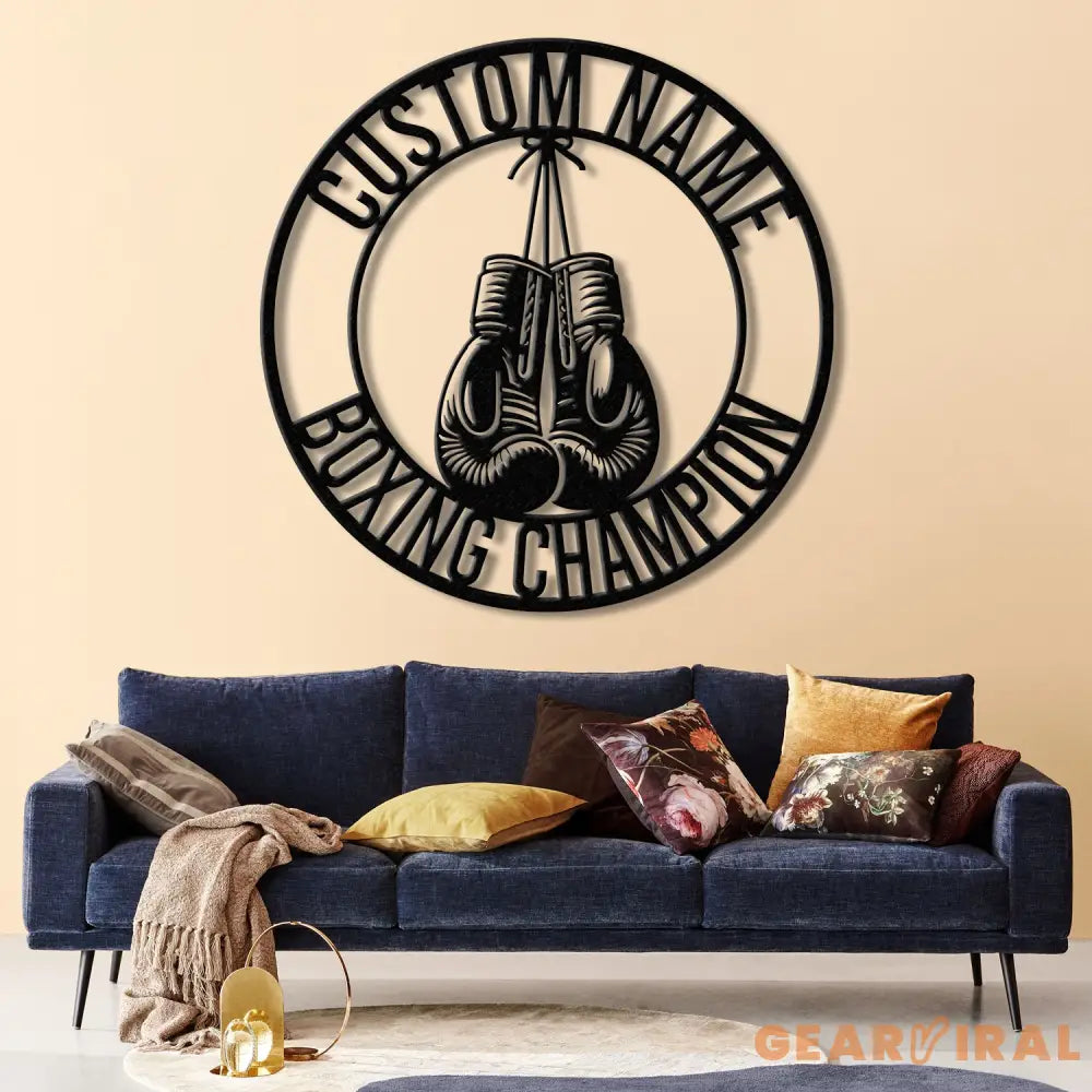 Custom Boxing Gloves Metal Wall Art with LED Light Personalized Boxer Name Sign Gym Room Decor Man Cave Gift Christmas