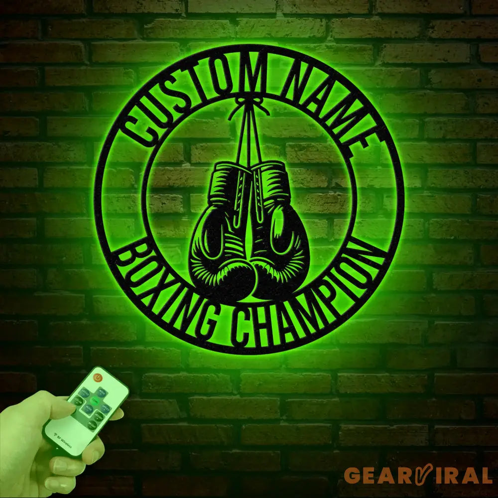 Custom Boxing Gloves Metal Wall Art with LED Light Personalized Boxer Name Sign Gym Room Decor Man Cave Gift Christmas